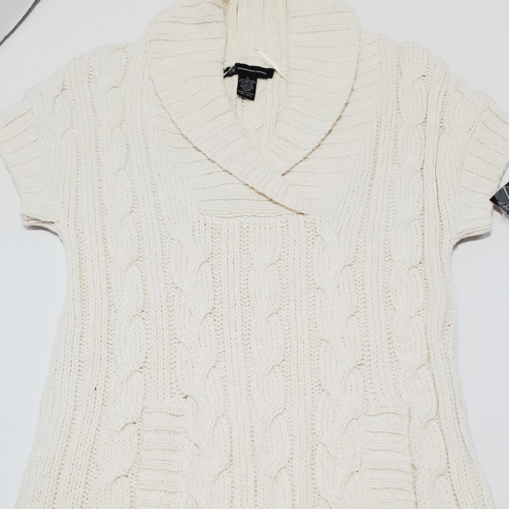 International Concepts (INC) Women's Sweater Dress Ivory Cable Knit Pattern